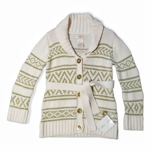 Savannah White and Gold Child Cardigan Sweater Children's Size 4T